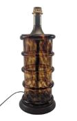 PAUL HANSON - VINTAGE MOTTLED AMBER & RIBBED GLASS TABLE LAMP