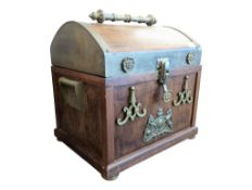 VINTAGE 20TH CENTURY MAHOGANY & BRASS DOME TOP CHEST