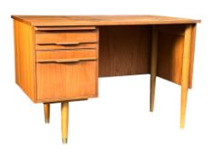 BRITISH MODERN DESIGN - MID CENTURY TEAK WOOD KNEE HOLE DESK
