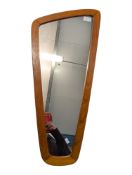 BRITISH MODERN DESIGN - MID CENTURY TEAK & GLASS ATOMIC WALL MIRROR