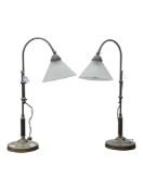 PAIR OF MODERN BRASS-EFFECT BANKERS LAMPS