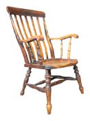 19TH CENTURY BEECH & ELM WINDSOR ARMCHAIR