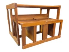 SWEDISH MODERN DESIGN - VINTAGE 20TH CENTURY PINE OCCASIONAL TABLE & TWO STOOLS