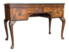 QUEEN ANNE REVIVAL BURR WALNUT WRITING TABLE DESK