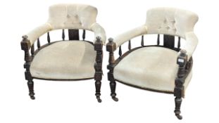 PAIR OF VICTORIAN 19TH CENTURY SALON TUB ARMCHAIRS