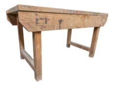 LARGE VINTAGE 20TH CENTURY PINE WOOD WORKING FACTORY TABLE
