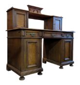 19TH CENTURY OAK WOOD TWIN PEDESTAL WRITING DESK