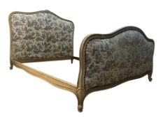 FRENCH LINEN FABRIC UPHOLSTERED CORBEILLE DOUBLE BED