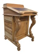 VICTORIAN REVIVAL PINE DAVENPORT WRITING DESK