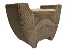 BRITISH MODERN DESIGN - VINTAGE 20TH CENTURY RATTAN SEWING BOX SEAT