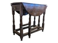 18TH CENTURY ELM GATE LEG DINING TABLE