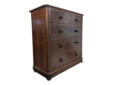 VICTORIAN MAHOGANY TWO OVER THREE CHEST OF DRAWERS