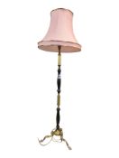 EARLY 20TH CENTURY BRASS & EBONISED WOOD STANDARD LAMP