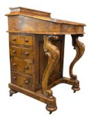 19TH CENTURY VICTORIAN BURR DAVENPORT WRITING DESK