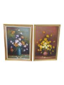 TWO TANG PING OIL ON CANVAS STILL LIFE PAINTINGS