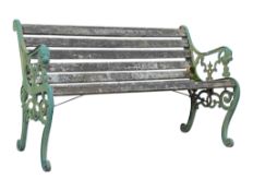 VINTAGE 20TH CENTURY TEAK & IRON OUTDOOR PARK BENCH