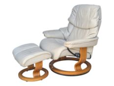 EKORNES STRESSLESS - SCANDINAVIAN LEATHER SWIVEL ARMCHAIR