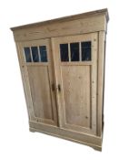 SCANDINAVIA 20TH CENTURY PINE WOOD SENTRY BOX DOUBLE DOOR WARDROBE
