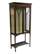 EDWARDIAN MAHOGANY INLAID CHINA DISPLAY CABINET VITRINE