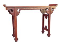 20TH CENTURY CHINESE HARDWOOD ALTAR STYLE HALL TABLE