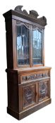 VICTORIAN 19TH CENTURY MAHOGANY ASTRAGAL GLAZED SECRETAIRE BOOKCASE