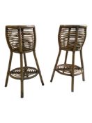 ITALIAN MODERN DESIGN - PAIR OF VINTAGE 20TH CENTURY BAMBOO & CANE PLANT STANDS