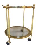 VINTAGE 20TH CENTURY FRENCH BRASS & GLASS OCCASIONAL TABLE