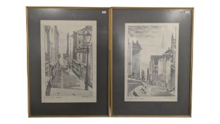 TWO 1972 ROBERT SCOTT BRISTOL PENCIL SKETCHES