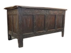 18TH CENTURY OAK CARVED COFFER