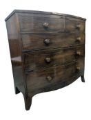 19TH CENTURY GEORGE III MAHOGANY BOW FRONT CHEST OF DRAWERS