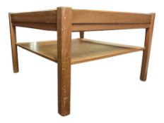 BRITISH MODERN DESIGN - RETRO MID 20TH CENTURY TEAK & GLASS COFFEE TABLE