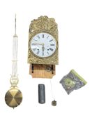 19TH CENTURY FRENCH COMTOISE REPOUSSE BRASS WALL CLOCK