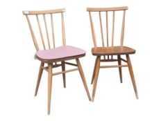 ERCOL FURNITURE - PAIR OF MID CENTURY BEECH & ELM MODEL 608 DINING CHAIRS