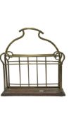 EARLY 20TH CENTURY OAK & BRASS METAL MAGAZINE RACK