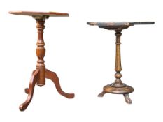 A 19TH CENTURY VICTORIAN PEDESTAL MAHOGANY GAMES TABLE & ANOTHER