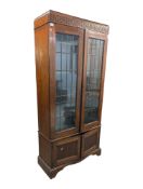 VINTAGE 20TH CENTURY OAK JACOBEAN REVIVAL BOOKCASE CABINET