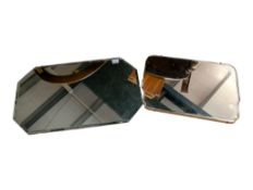 TWO VINTAGE 20TH CENTURY ART DECO HANGING WALL MIRRORS