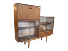 DONCRAFT FURNITURE - MID CENTURY TEAK GLAZED BOOKCASE DISPLAY CABINET