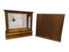 EARLY 20TH CENTURY OAK TABLE TOP DISPLAY CABINET BY HARRIS & CO T/W ANOTHER