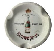 SCHWEPPES - EARLY 20TH CENTURY POINT OF SALE CERAMIC ASHTRAY