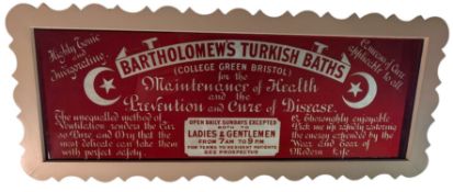 LOCAL BRISTOL INTEREST - BARTHOLOMEW'S TURKISH BATHS GLASS SIGN