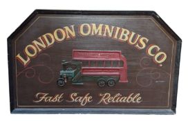 LONDON OMNIBUS CO. - HAND PAINTED WOODEN SIGN
