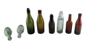 EIGHT VINTAGE 20TH CENTURY ADVERTISMENT BREWER SODA GLASS BOTTLES