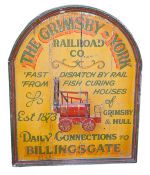 THE GRIMSBY - YORK RAILROAD CO - 20TH CENTURY RAILWAY ADVERTISING SIGN