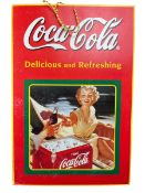 COCA-COLA - DELICIOUS & REFRESHING - VINTAGE CARDBOARD SHOP SIGN