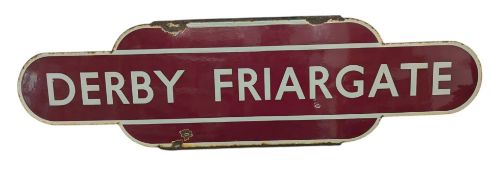 DERBY FRIARGATE - BRITISH RAILWAYS TOTEM ENAMEL SIGN