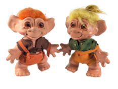 TROLLS - X2 LARGE VINTAGE DAM THINGS TROLL DOLLS