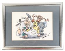 WALLACE & GROMIT - AARDMAN ANIMATIONS WATERCOLOUR PAINTING BY NICK PARK