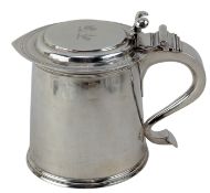 LARGE 20TH CENTURY GEORGE V HALLMARKED SILVER LIDDED TANKARD