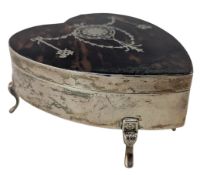 EDWARD VII HALLMARKED SILVER & TORTOISESHELL LIDDED DRESSING TABLE JEWELLERY BOX